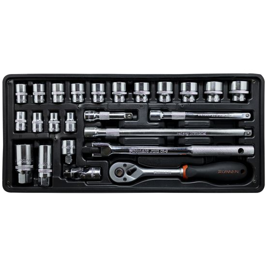FIXMAN Tray 24 Piece 3/8" Drive Sockets And Accessories